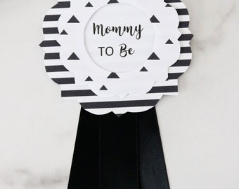 Black and White Baby Shower, Gender Neutral Baby Shower, Contemporary Mommy and Daddy to Be Corsage, Modern Baby Shower, Modern Mommy to Be