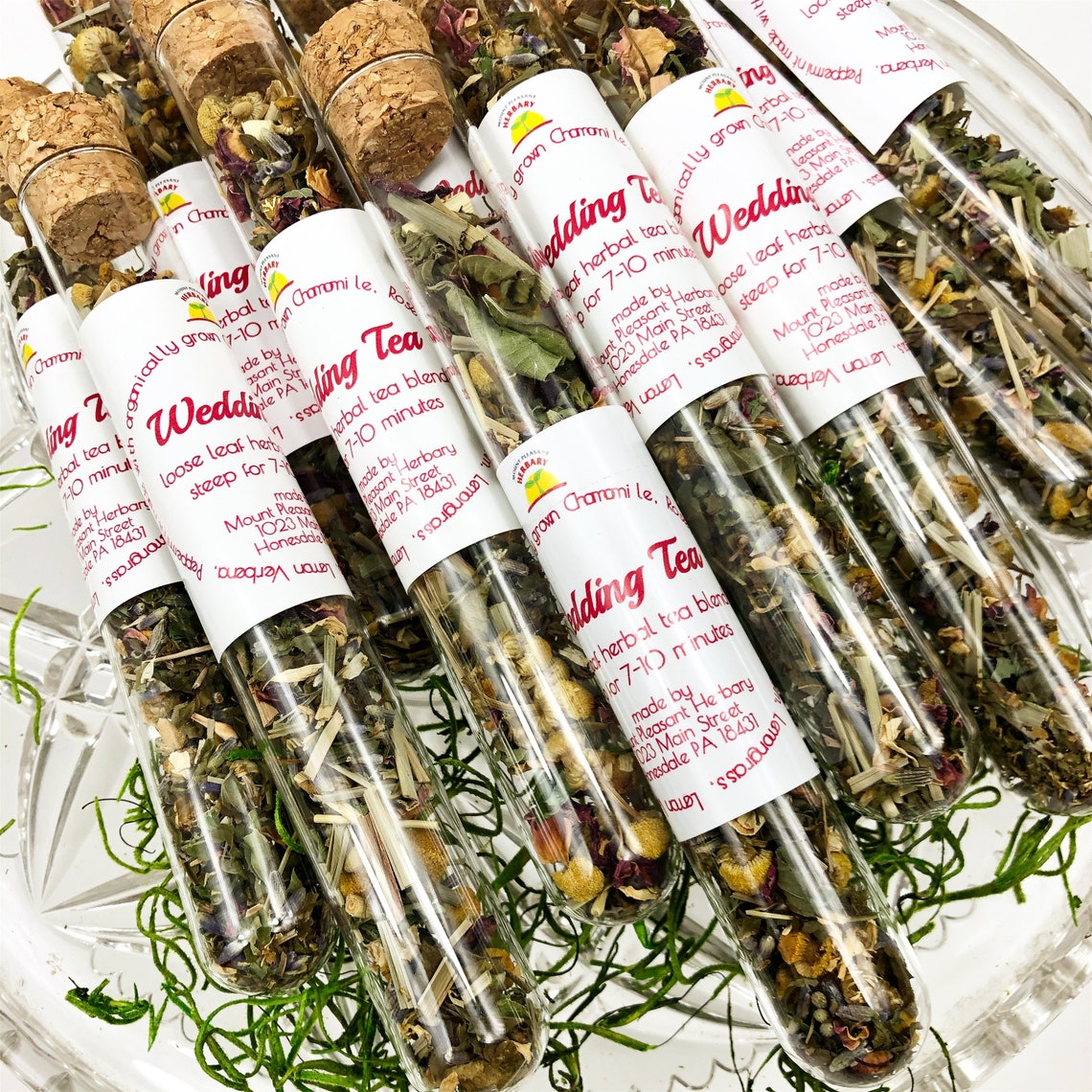 Wholesale Herbal Tea Vials, Custom Blended Herbal Tea, Wedding Favor