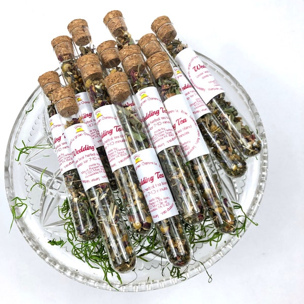 Wholesale Herbal tea vials, Custom blended herbal tea, Wedding favor gift, Organic Herbal Wedding tea blend