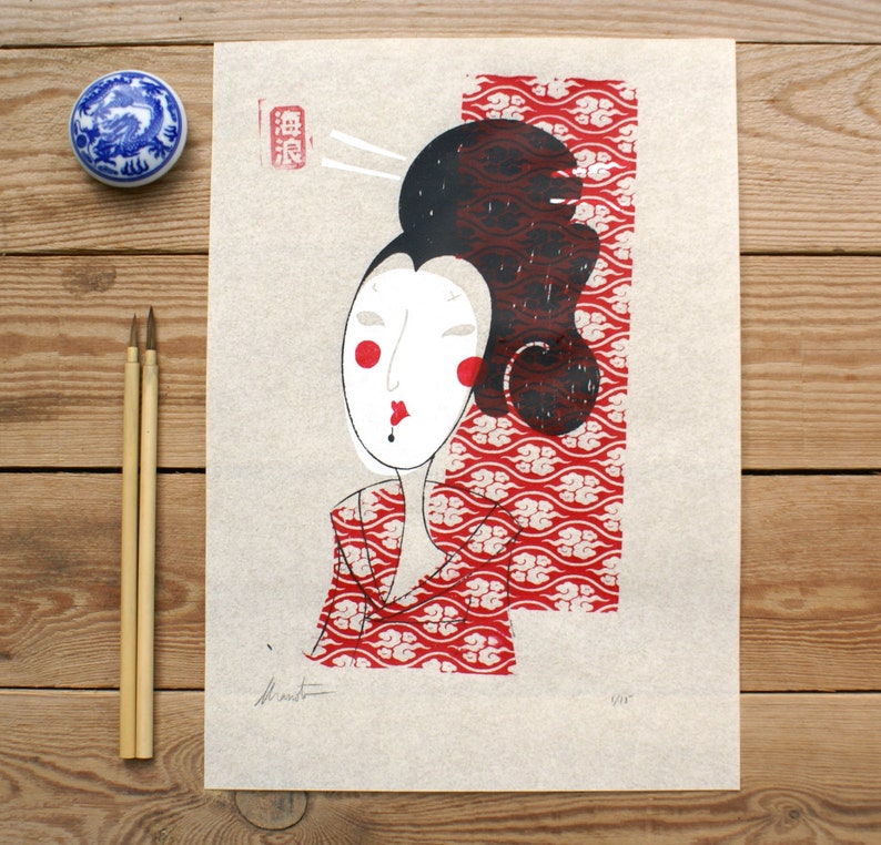 Special Sale-SCREEN PRINTING GEISHA Yakusha-e-Papiro image 2