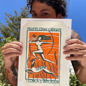 Tiro con Arco - linograbado - linoblock - オリジナル プリント - グラバド