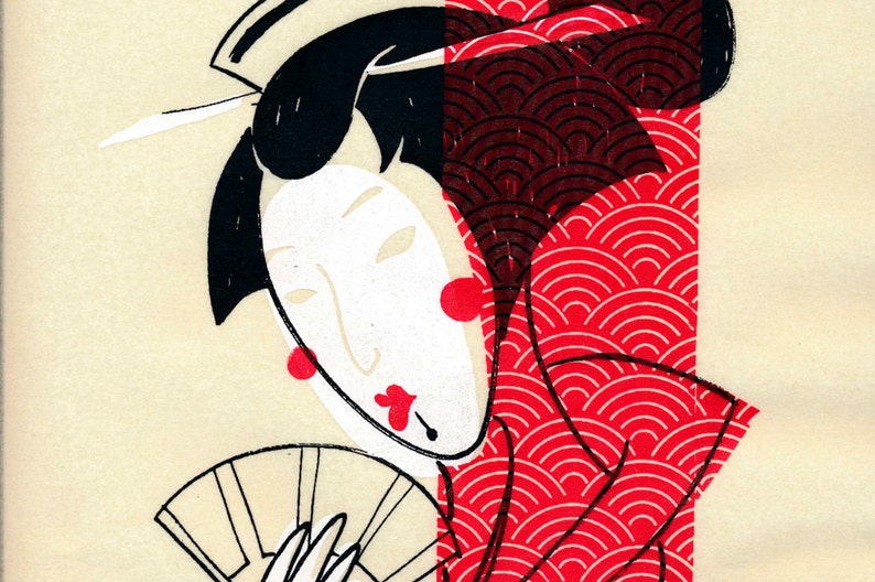 Special Sale-SCREEN PRINTING GEISHA Yakusha-e-Papiro image 5