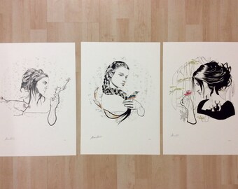 ART PRINTS- edition: " The Forest" - digital print - limited edition 1/50 - pack of three different illustrations