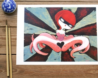 ART PRINTS//octopus girl // illustration