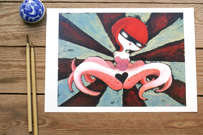 ART PRINTS//octopus girl // illustration image 1