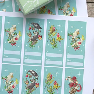 Australian Printable Christmas Gift Labels, Illustrated Printable Labels, Australian Birds, Aussie Christmas Stickers, Digital Download