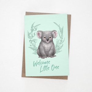 Koala Card | Custom Message Inside | Welcome Little One | New Baby Card | Card for Expecting Parents | Blank Inside | A6 Size