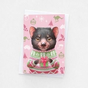 Tasmanian Devil Christmas Card | Cute Australian Animal Christmas Card | Blank Inside Card | A6 Size