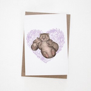 Cute Wombat Card | Card for Mothers Day from Twins | Love | Card for Mum | Blank Inside | A6 Size