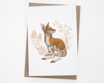 Kangaroo Greeting Card | Cute Australian Animal | Blank | Everyday Card or Gift for New Baby | A6 Size