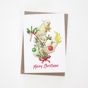 Cockatoo Christmas Card | Australian Birds Christmas Cards | Australian Christmas Card Pack | Blank Inside Cards | A6 Size