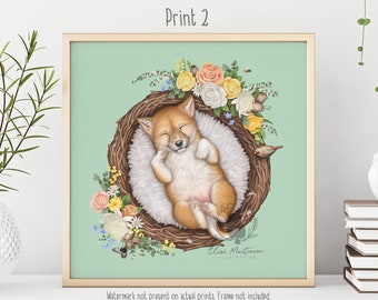 Cute Baby Dingo Pup Print, Australian Animal Nursery Decor, Australiana Themed Nursery Art for Home, Gift for Baby