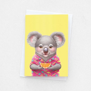 Australian Koala Greeting Card, Australian Birthday Card A6 Cute Aussie Animal Summer Fun, Blank Inside Card, A6 Size