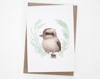 Kookaburra Greeting Card | Cute Australian Animal | Blank Greeting Card | Everyday Card or Gift for New Baby | A6 Size