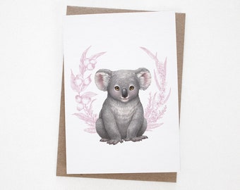 Koala Greeting Card | Australian Animal | Blank Greeting Card | General Card or Gift for New Baby | A6 Size