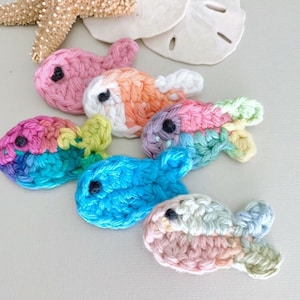 Fish Appliqué- Set of 3 Crochet Motif’s, Ocean Embellishments -Sew on patches, Junk Journal Pages, Scrapbooking, and Craft Supplies