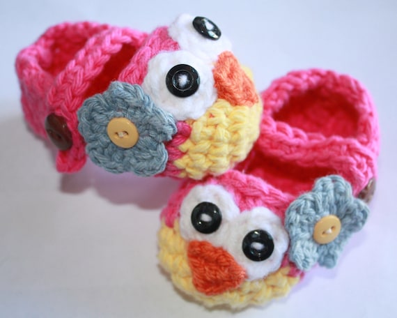 Items similar to Crochet Owl Booties on Etsy