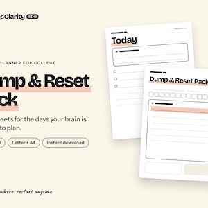 Kit di supporto allo studio per studenti universitari con ADHD, strumenti di concentrazione stampabili (download PDF), strumenti di recupero della concentrazione in 5 minuti, kit di salvataggio per le lezioni.