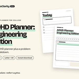 ADHD Engineering Planner, Undated College Daily, Problem Set Breakdown (PDF), Engineering Edition, Finals Study Plan