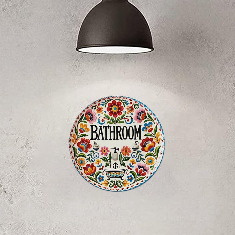 Floral Bathroom Aluminum Sign Wall Art Waterproof Rustproof Poster ...