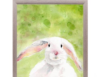 Rabbit art print, Easter animal watercolor artwork, bunny rabbit, children's bedroom decor, nursery wall art, girls room, kids decor, rabbit