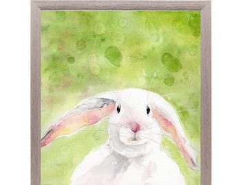 Watercolor Rabbit Art Print: Nursery Animal Wall Decor