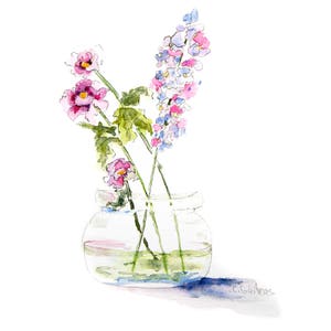 Original Floral Watercolor Painting: Botanical Still Life Art (7x11&quot; Unframed)