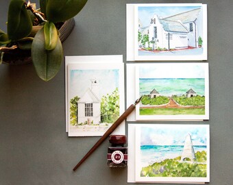 30-A note card set of Rosemary Beach and Seaside architecture, blank greeting card selection, original art print stationary collection