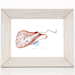 Stingray Watercolor Art Print: Coastal Beach Wall Decor
