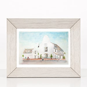 Rosemary Beach Town Hall Wedding, Personalized Watercolor Wedding Art