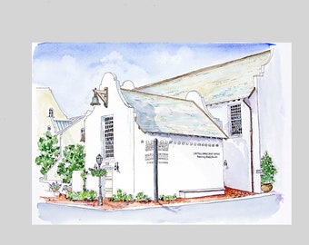 Rosemary Beach Post Office Watercolor Art Print: Florida Town Hall From Local Artist