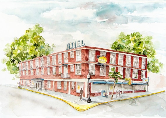 Hotel Marie Watercolor Print: Panama City Historical Art