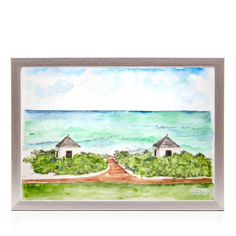 Rosemary Beach Watercolor Western Green Beachside Park Etsy