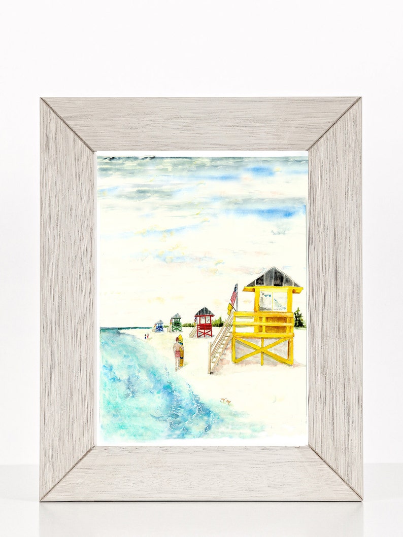 Siesta Key Beach Florida Watercolor Painting Beach Print Etsy