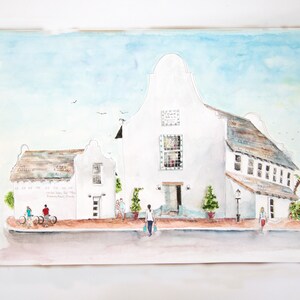 Rosemary Beach Town Hall Wedding, Personalized Watercolor Wedding Art