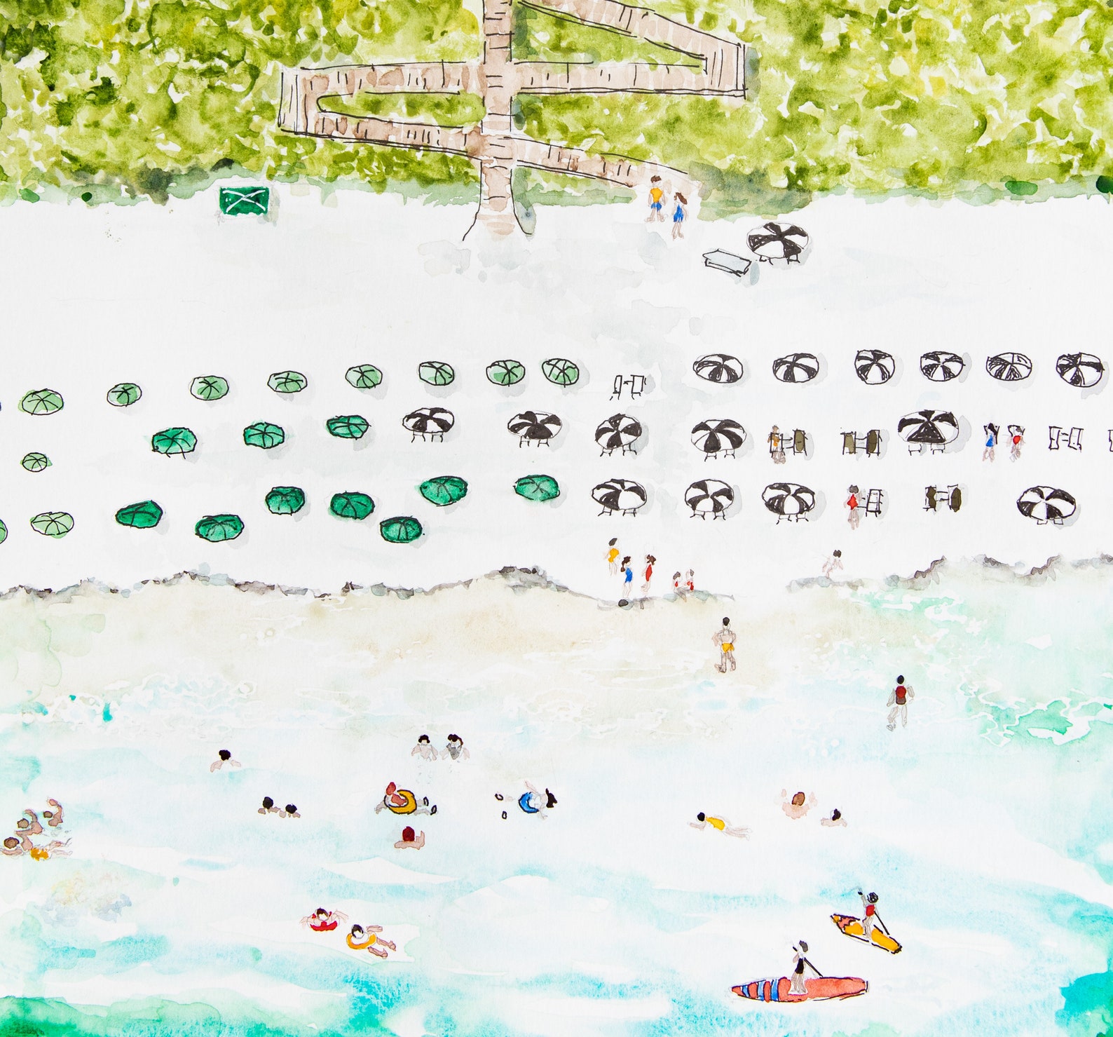 Rosemary Beach Watercolor 30A Artistic Beach Map Local Etsy