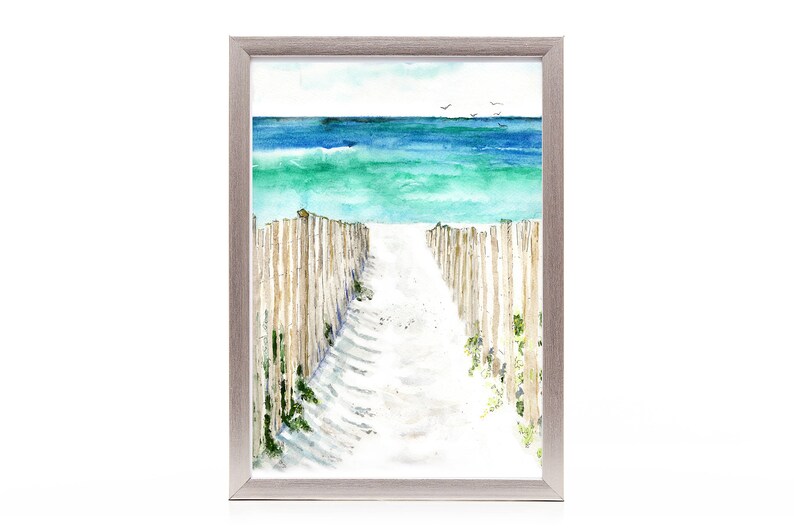 Seaside beach watercolor print 30A Rosemary beach painting Etsy