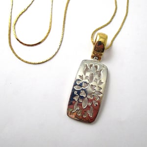 Vintage Premier Design Gold & Silver Pendant Necklace 17" Long Jewelry VGC (H)