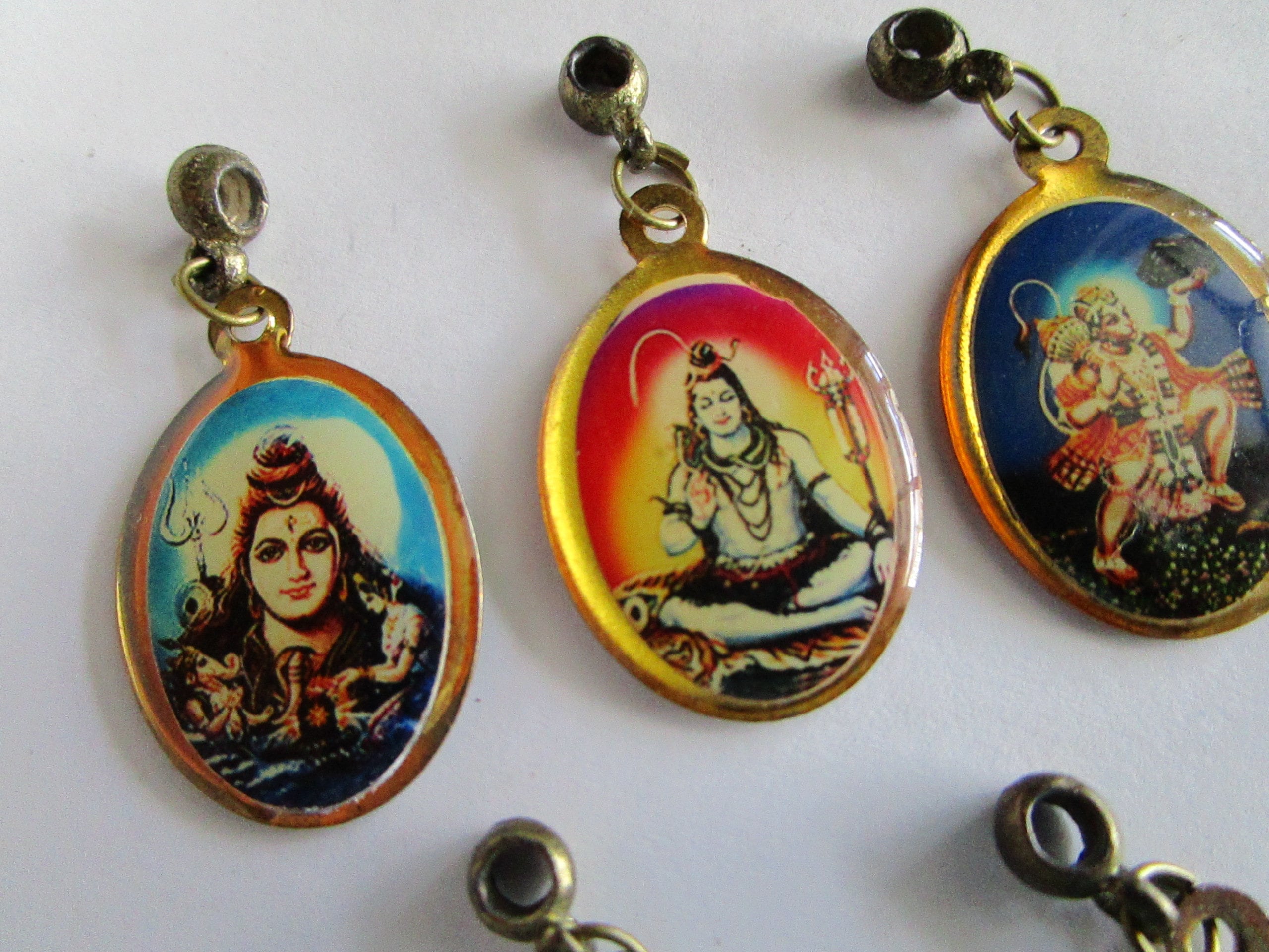 Vintage Double Sided Hindu Goddess Brass Metal Pendant Charms Etsy