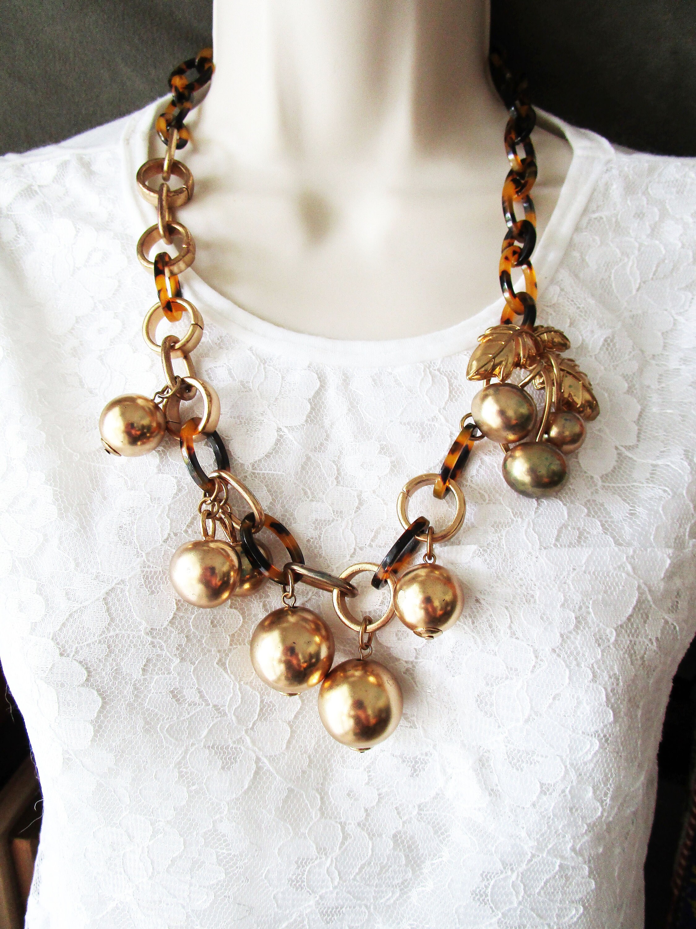 J. CREW Gold Cherries Faux Tortoise 
