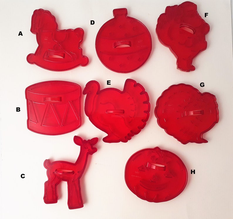 Vintage HRM Red Plastic Cookie Cutters You Choose Etsy