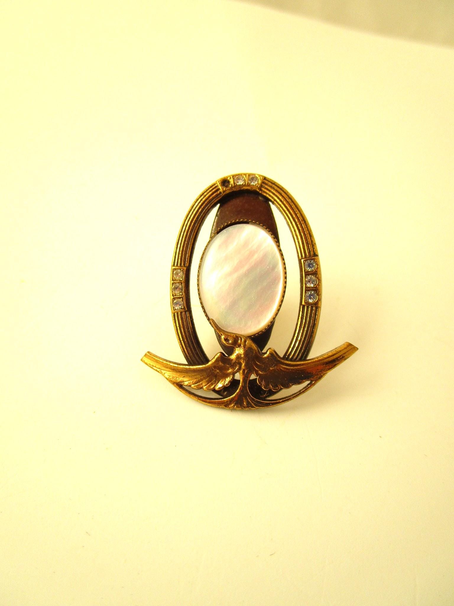 Broche Vintage Ermani Bulatti En Hématite - Occasion - Bijou Ancien En Pierre Naturelle