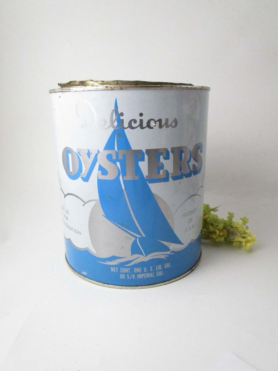 Vintage Oyster Gallon Tin Delicious Oysters Bevans Oyster Etsy Ireland