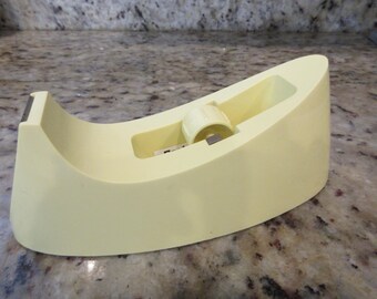 Vintage Scotch Plastic Tape Dispenser Yellow VGC 1970s 3M Model C-15