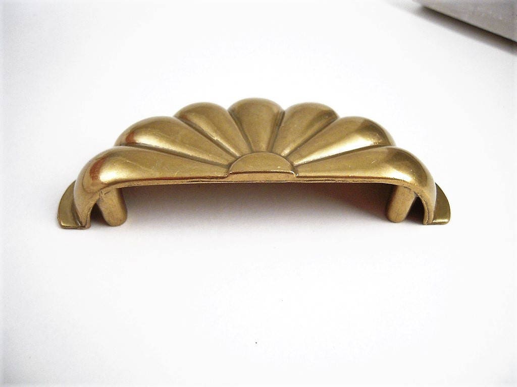 1 Brass Shell Drawer Pulls Handles 3 Screws on Center Etsy