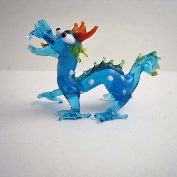 Vintage Hand Blown Glass Dragon Figurine Mystical Fantasy Chinese New Year Collectible Animals