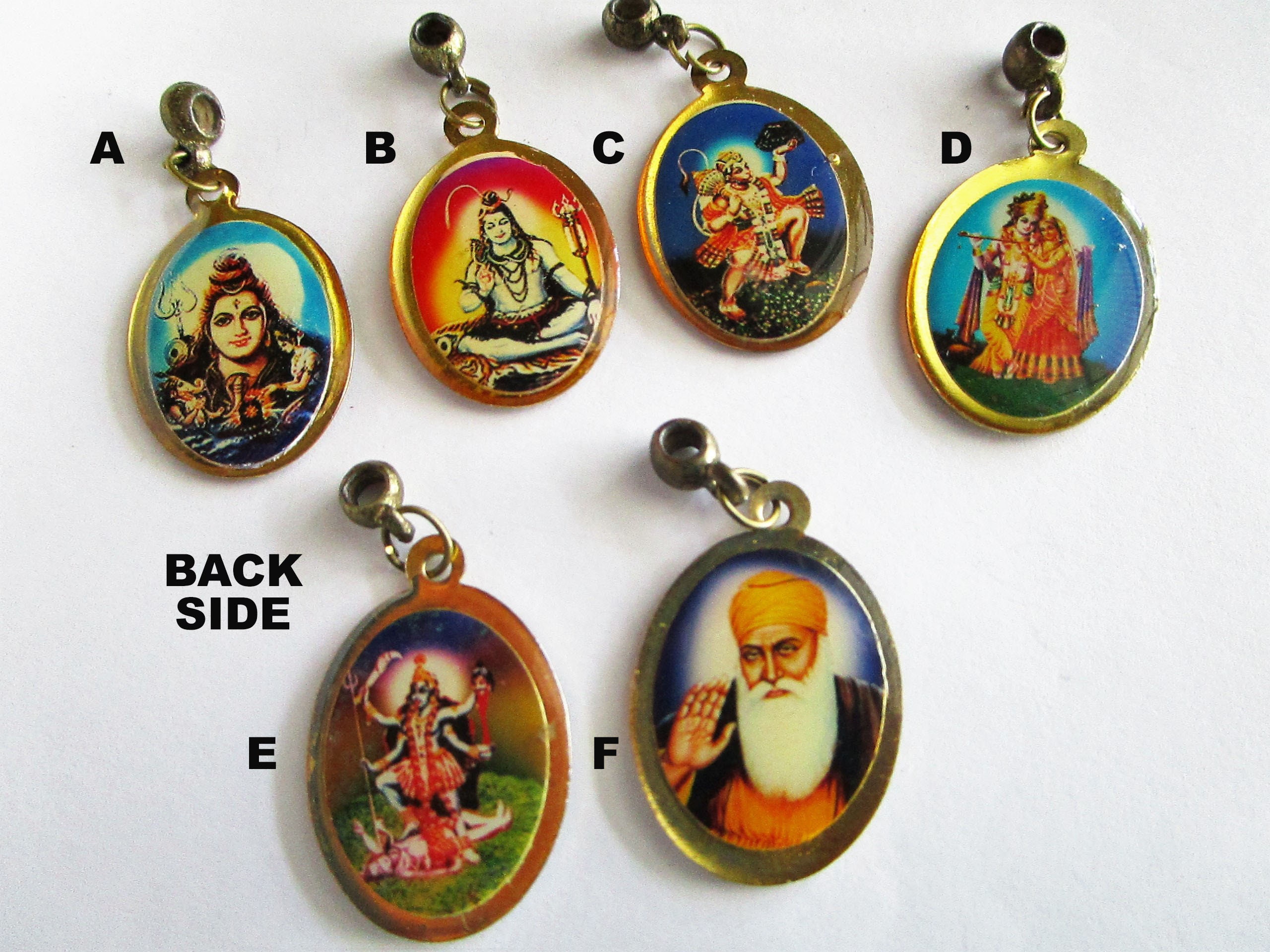 Vintage Double Sided Hindu Goddess Brass Metal Pendant Charms Etsy