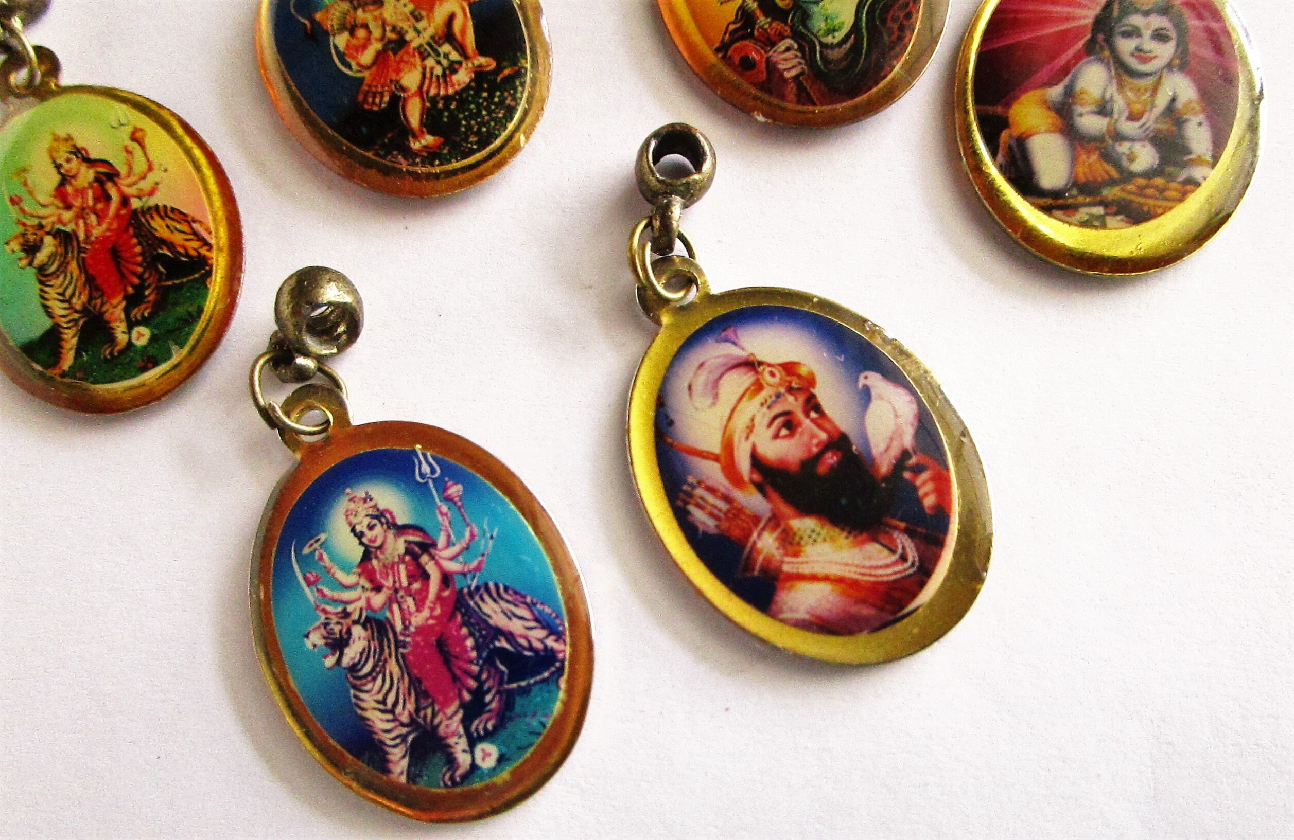 Vintage Double Sided Hindu Goddess Brass Metal Pendant Charms Etsy