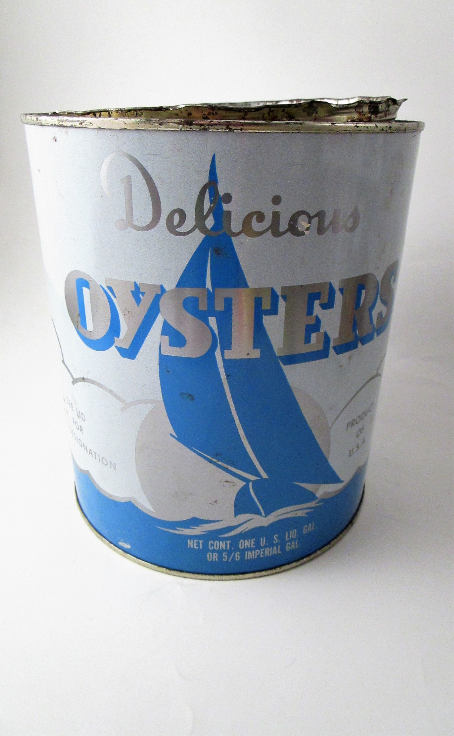 Vintage Oyster Gallon Tin Delicious Oysters Bevans Oyster Etsy