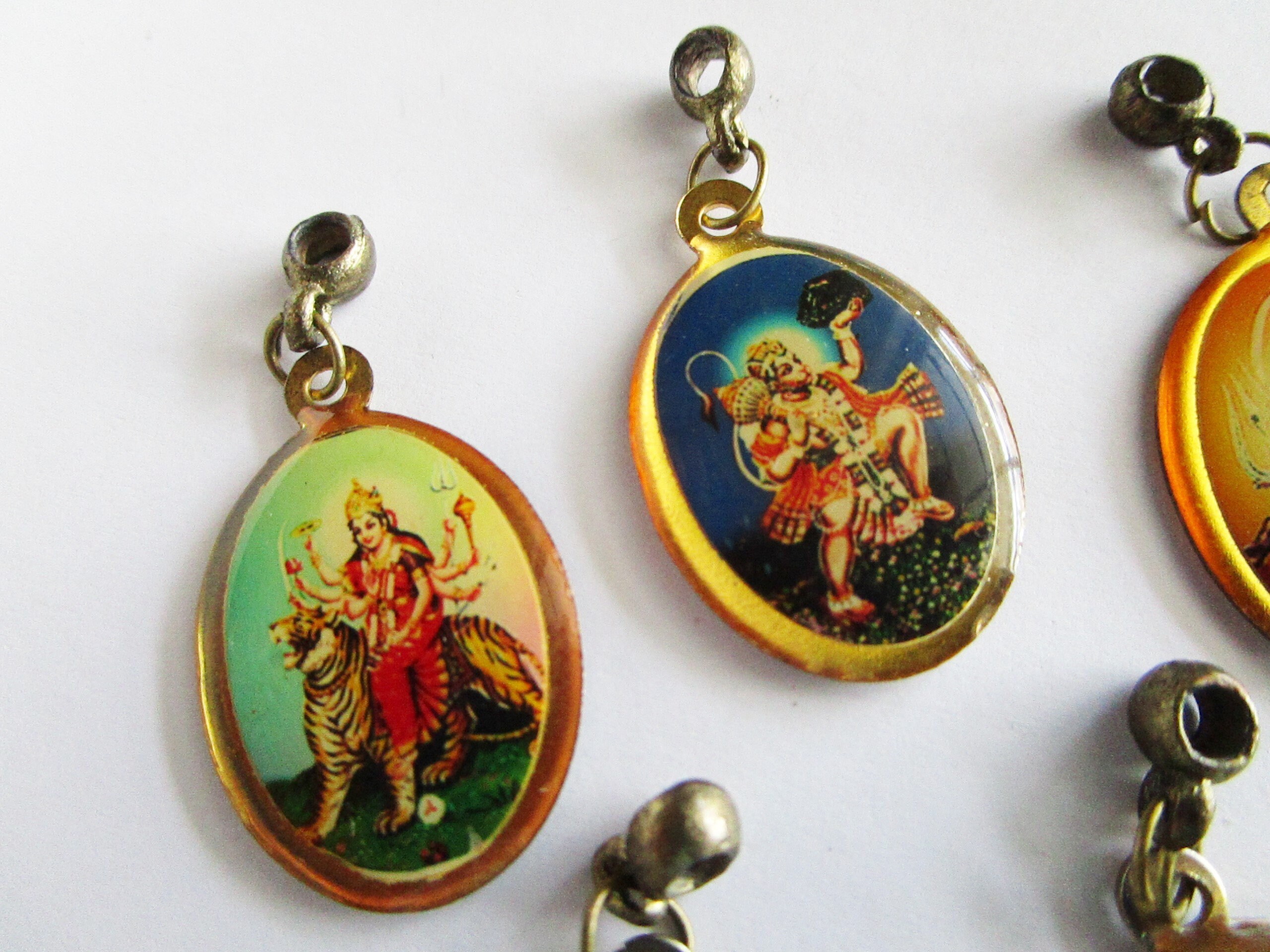 Vintage Double Sided Hindu Goddess Brass Metal Pendant Charms Etsy